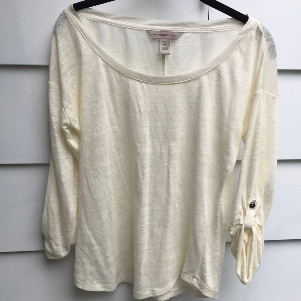 Banana Republic rolltab sleeve top Cream Sz S